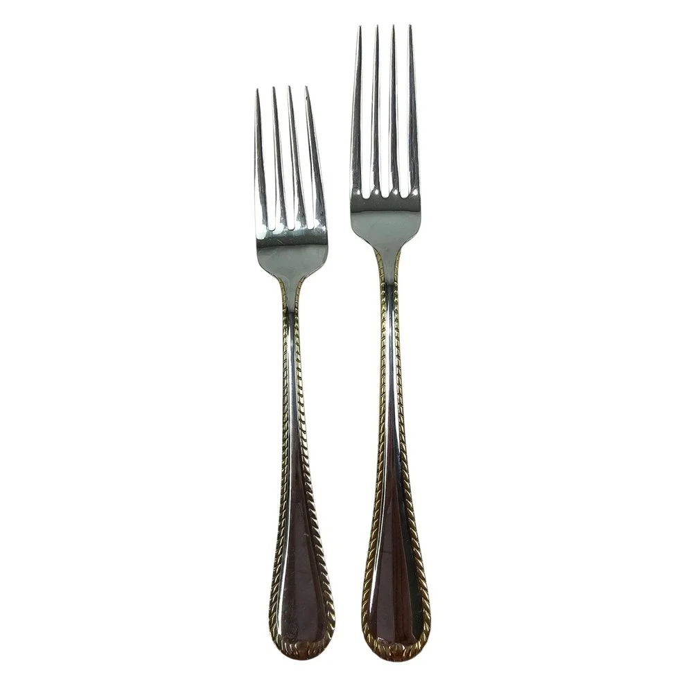 Mikasa Cameo 18/10 Stainless Steel Gold Accent‎ Flatware 4 Place Settings